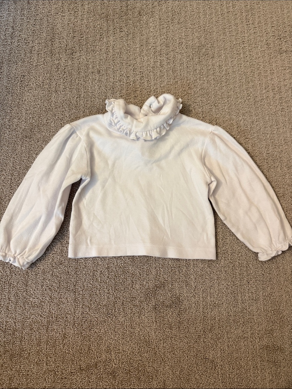 Girls White Ruffle Mock Neck Long Sleeve Top